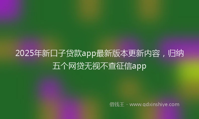 2025年新口子贷款app最新版本更新内容，归纳五个网贷无视不查征信app