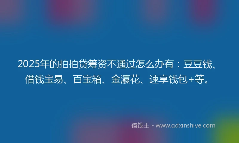 2025年的拍拍贷筹资不通过怎么办有：豆豆钱、借钱宝易、百宝箱、金瀛花、速享钱包+等。