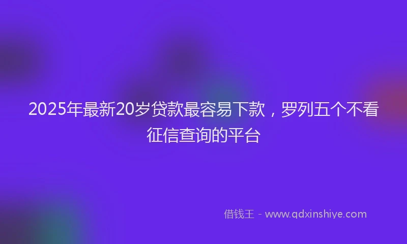 2025年最新20岁贷款最容易下款，罗列五个不看征信查询的平台