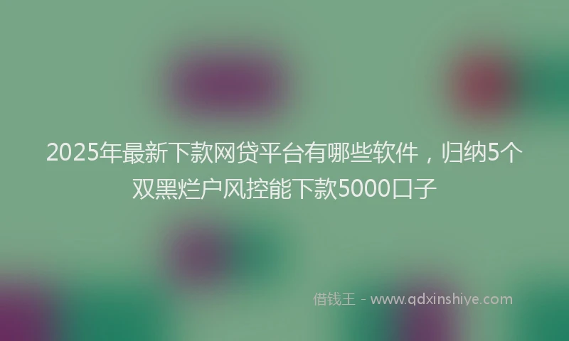 2025年最新下款网贷平台有哪些软件，归纳5个双黑烂户风控能下款5000口子