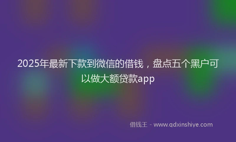 2025年最新下款到微信的借钱，盘点五个黑户可以做大额贷款app