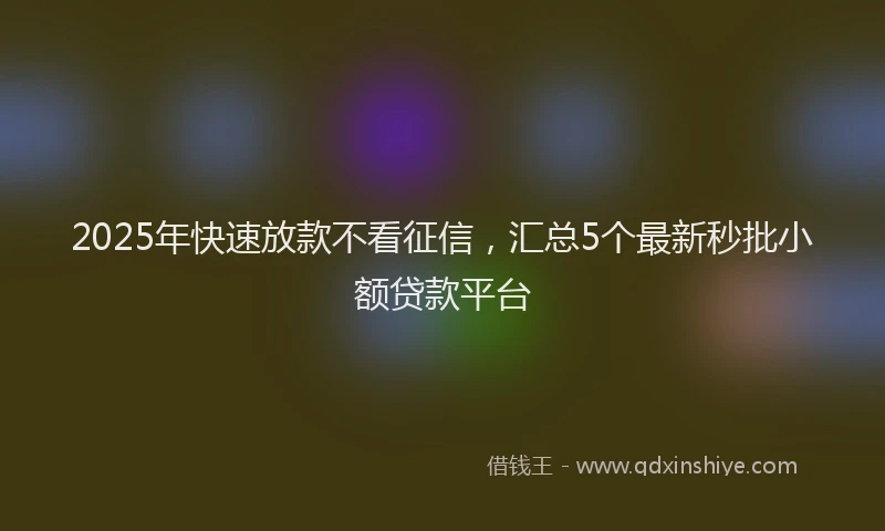 2025年快速放款不看征信，汇总5个最新秒批小额贷款平台