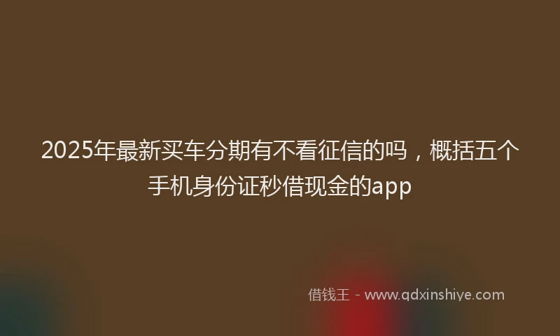 2025年最新买车分期有不看征信的吗，概括五个手机身份证秒借现金的app