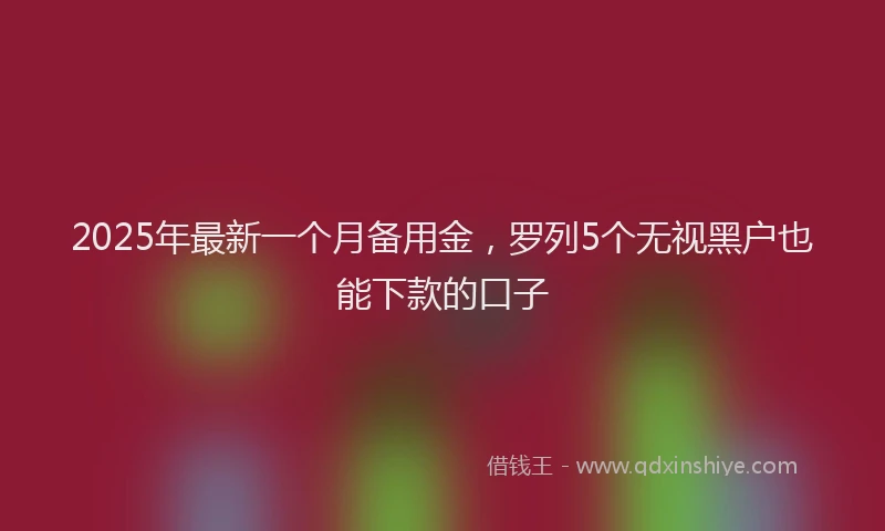 2025年最新一个月备用金，罗列5个无视黑户也能下款的口子