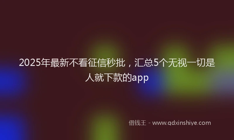 2025年最新不看征信秒批，汇总5个无视一切是人就下款的app