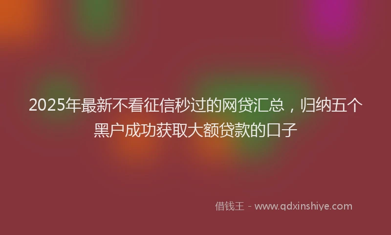 2025年最新不看征信秒过的网贷汇总，归纳五个黑户成功获取大额贷款的口子