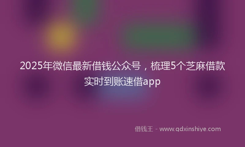 2025年微信最新借钱公众号，梳理5个芝麻借款实时到账速借app