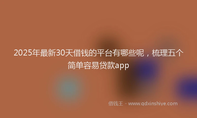 2025年最新30天借钱的平台有哪些呢，梳理五个简单容易贷款app