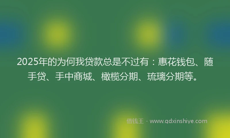 2025年的为何我贷款总是不过有：惠花钱包、随手贷、手中商城、橄榄分期、琉璃分期等。