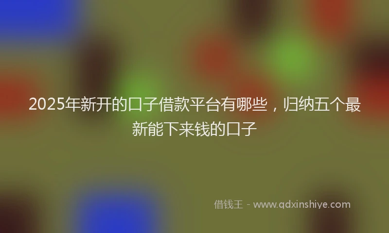 2025年新开的口子借款平台有哪些，归纳五个最新能下来钱的口子