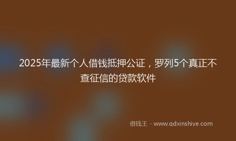 2025年最新个人借钱抵押公证，罗列5个真正不查征信的贷款软件