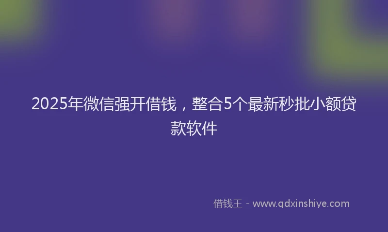 2025年微信强开借钱，整合5个最新秒批小额贷款软件