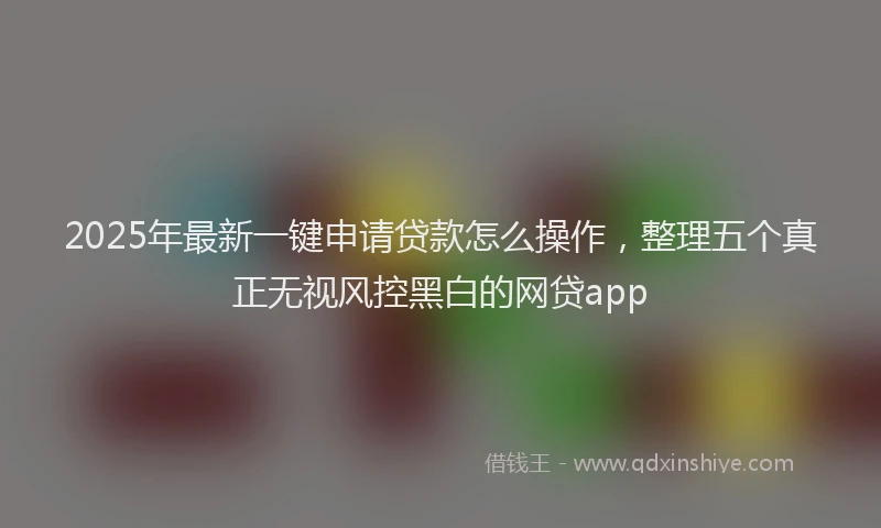 2025年最新一键申请贷款怎么操作，整理五个真正无视风控黑白的网贷app