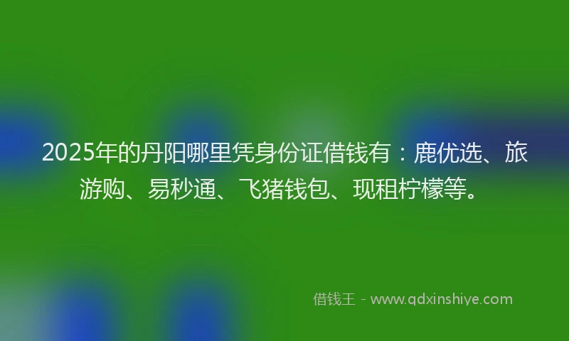 2025年的丹阳哪里凭身份证借钱有：鹿优选、旅游购、易秒通、飞猪钱包、现租柠檬等。