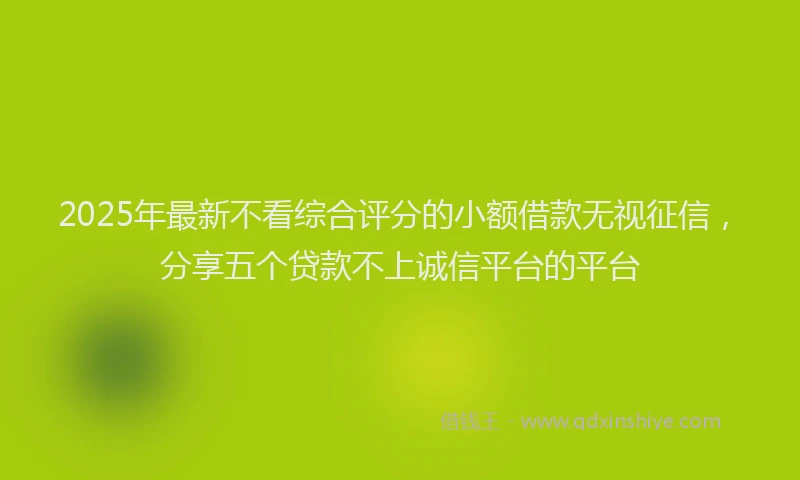 2025年最新不看综合评分的小额借款无视征信，分享五个贷款不上诚信平台的平台