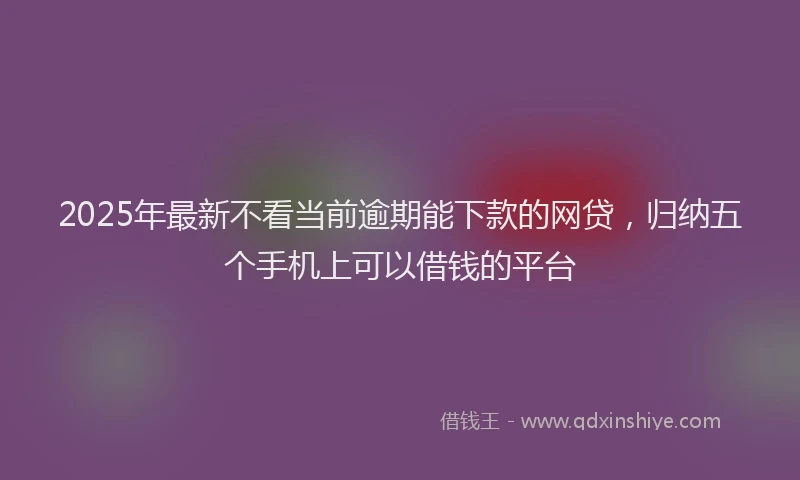 2025年最新不看当前逾期能下款的网贷，归纳五个手机上可以借钱的平台