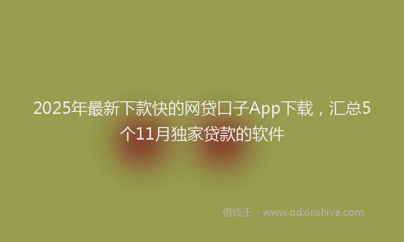 2025年最新下款快的网贷口子App下载，汇总5个11月独家贷款的软件