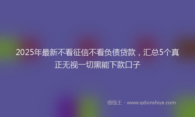 2025年最新不看征信不看负债贷款，汇总5个真正无视一切黑能下款口子