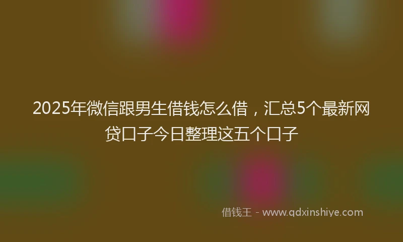 2025年微信跟男生借钱怎么借，汇总5个最新网贷口子今日整理这五个口子