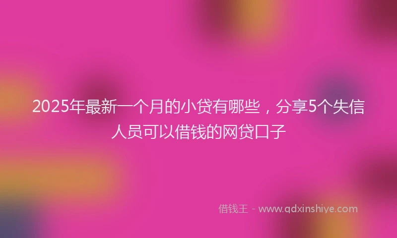 2025年最新一个月的小贷有哪些，分享5个失信人员可以借钱的网贷口子