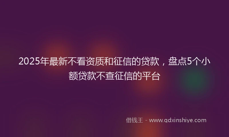 2025年最新不看资质和征信的贷款，盘点5个小额贷款不查征信的平台