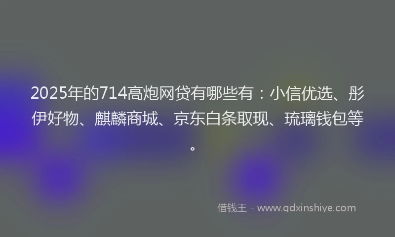 2025年的714高炮网贷有哪些有：小信优选、彤伊好物、麒麟商城、京东白条取现、琉璃钱包等。