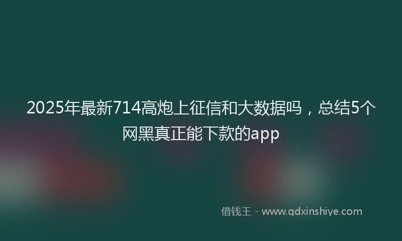 2025年最新714高炮上征信和大数据吗，总结5个网黑真正能下款的app