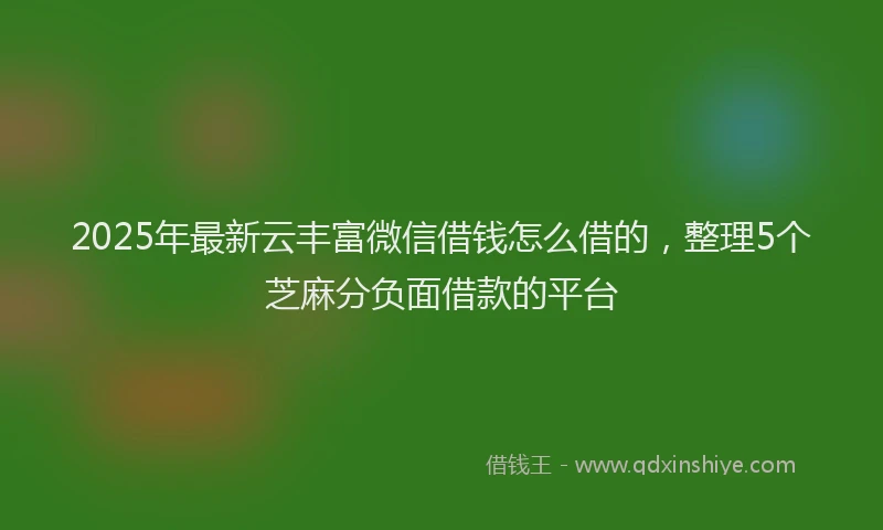 2025年最新云丰富微信借钱怎么借的，整理5个芝麻分负面借款的平台