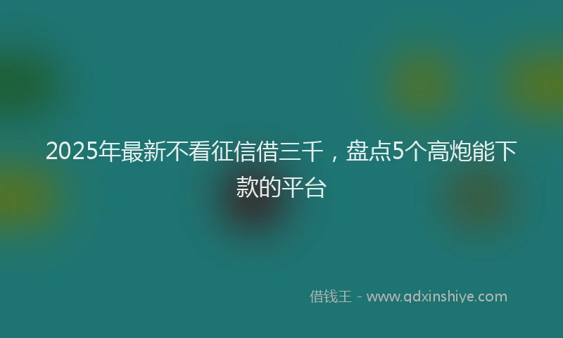 2025年最新不看征信借三千，盘点5个高炮能下款的平台