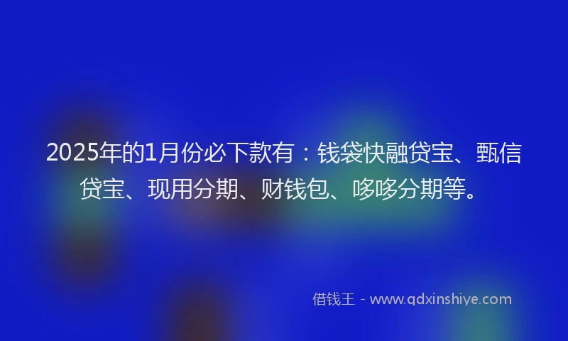 2025年的1月份必下款有：钱袋快融贷宝、甄信贷宝、现用分期、财钱包、哆哆分期等。