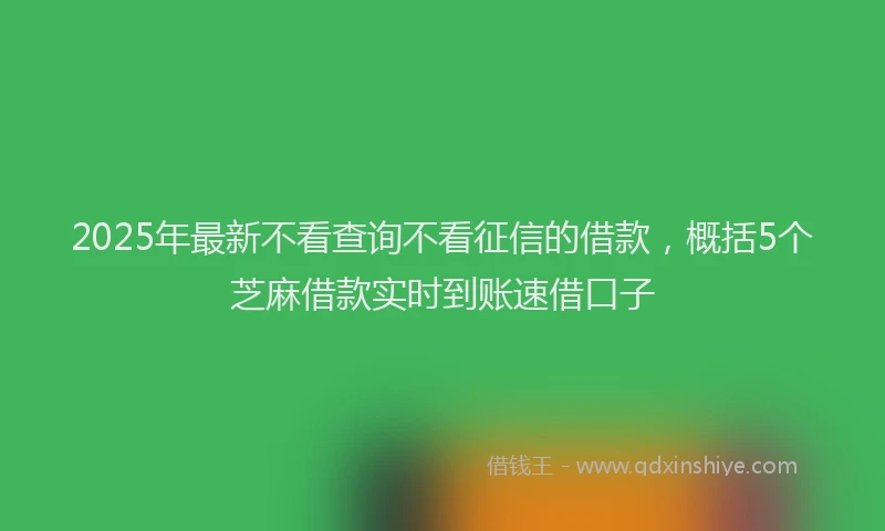 2025年最新不看查询不看征信的借款，概括5个芝麻借款实时到账速借口子