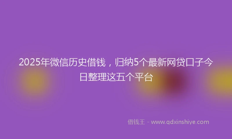 2025年微信历史借钱，归纳5个最新网贷口子今日整理这五个平台