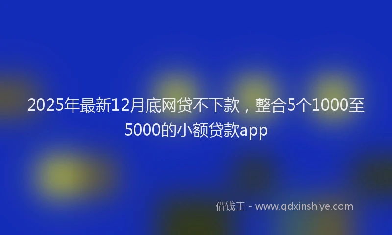 2025年最新12月底网贷不下款，整合5个1000至5000的小额贷款app