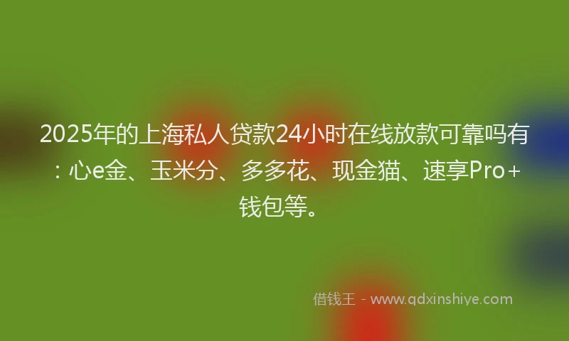 2025年的上海私人贷款24小时在线放款可靠吗有：心e金、玉米分、多多花、现金猫、速享Pro+钱包等。