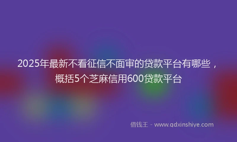 2025年最新不看征信不面审的贷款平台有哪些，概括5个芝麻信用600贷款平台