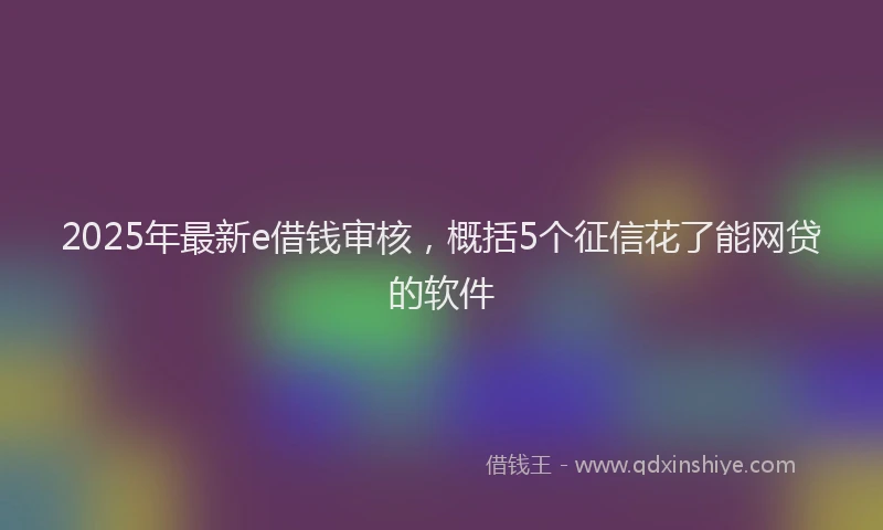 2025年最新e借钱审核，概括5个征信花了能网贷的软件