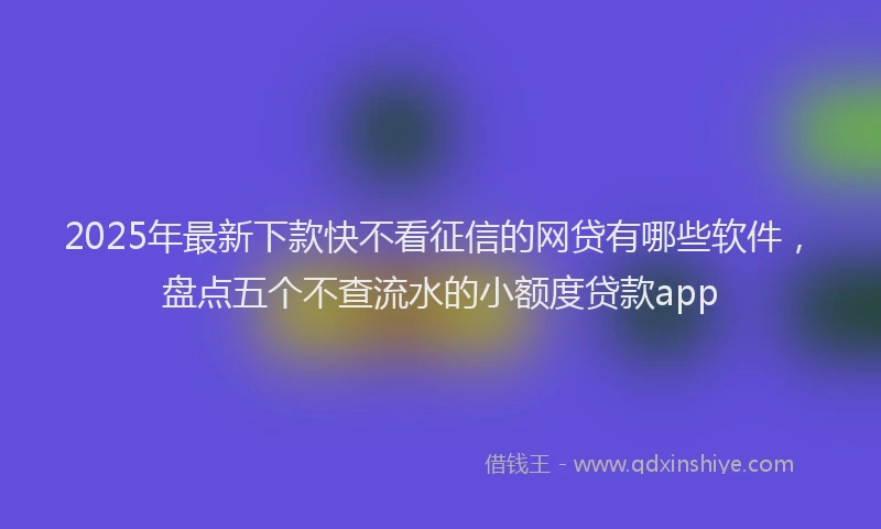 2025年最新下款快不看征信的网贷有哪些软件，盘点五个不查流水的小额度贷款app