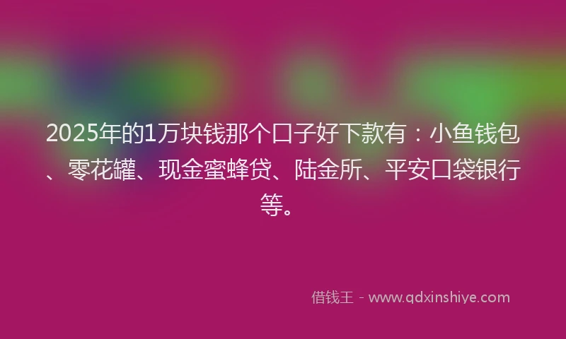 2025年的1万块钱那个口子好下款有：小鱼钱包、零花罐、现金蜜蜂贷、陆金所、平安口袋银行等。