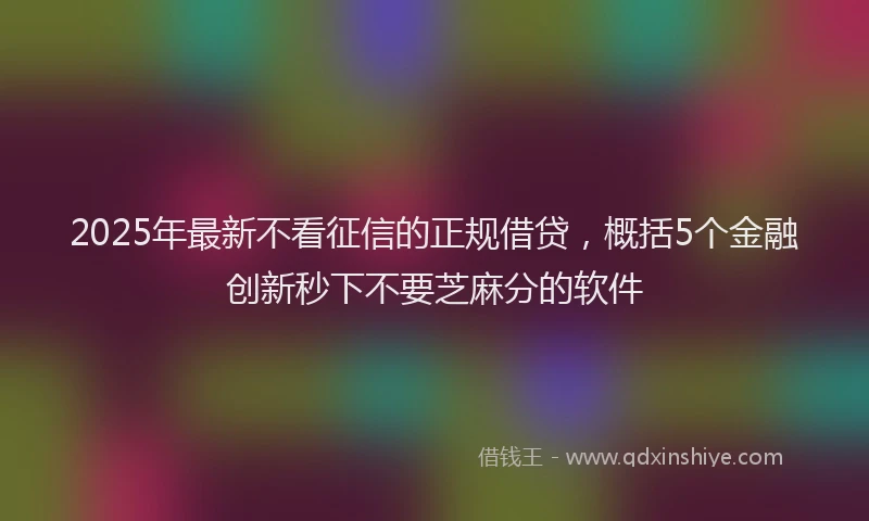 2025年最新不看征信的正规借贷，概括5个金融创新秒下不要芝麻分的软件