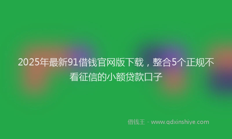 2025年最新91借钱官网版下载，整合5个正规不看征信的小额贷款口子