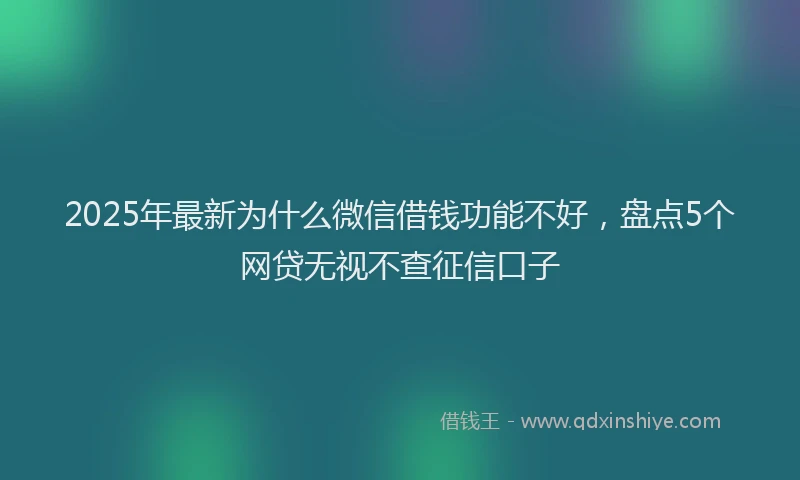 2025年最新为什么微信借钱功能不好，盘点5个网贷无视不查征信口子