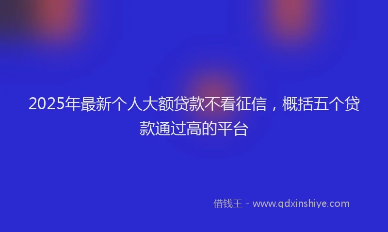 2025年最新个人大额贷款不看征信，概括五个贷款通过高的平台
