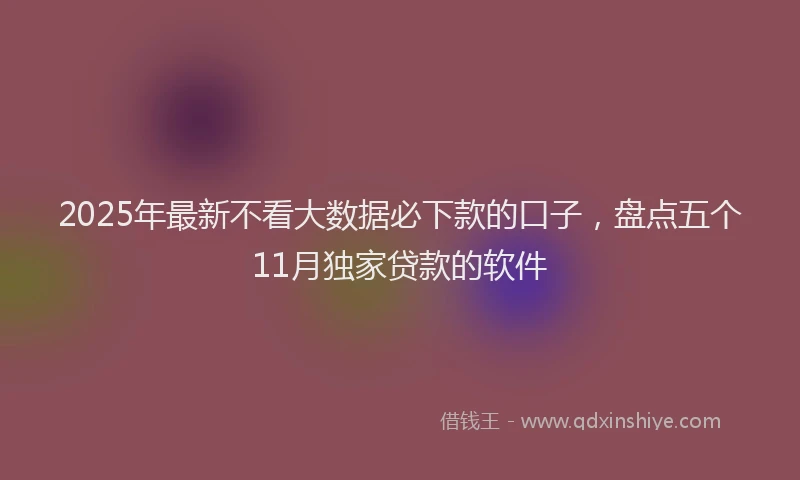 2025年最新不看大数据必下款的口子，盘点五个11月独家贷款的软件