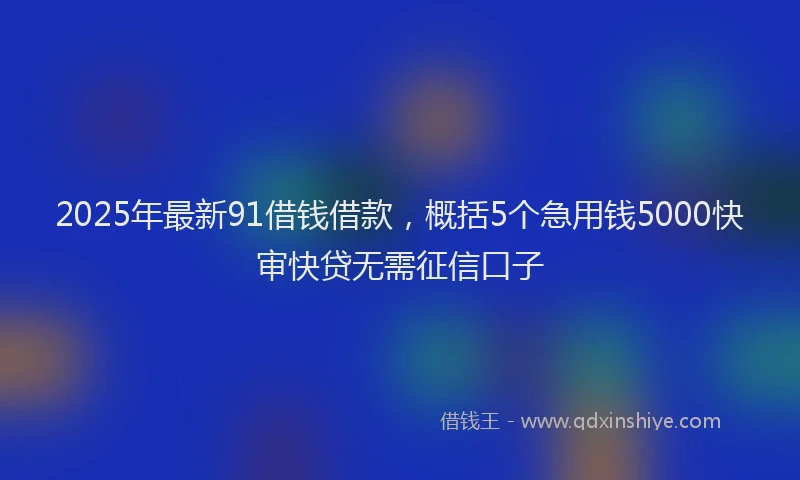 2025年最新91借钱借款，概括5个急用钱5000快审快贷无需征信口子