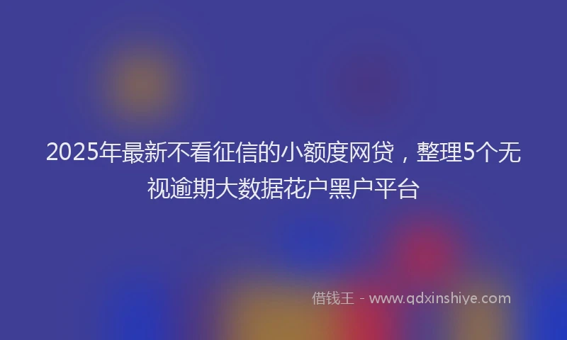 2025年最新不看征信的小额度网贷，整理5个无视逾期大数据花户黑户平台
