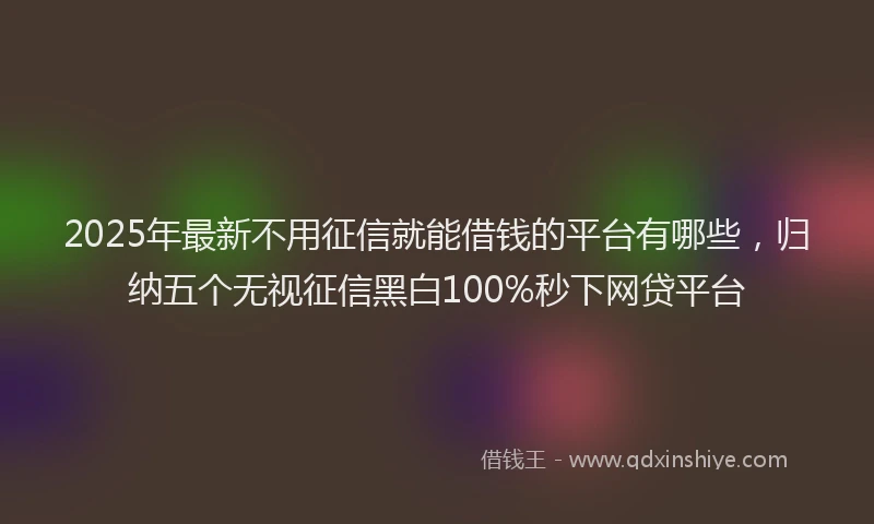 2025年最新不用征信就能借钱的平台有哪些，归纳五个无视征信黑白100%秒下网贷平台