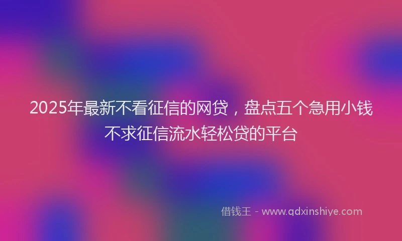 2025年最新不看征信的网贷，盘点五个急用小钱不求征信流水轻松贷的平台