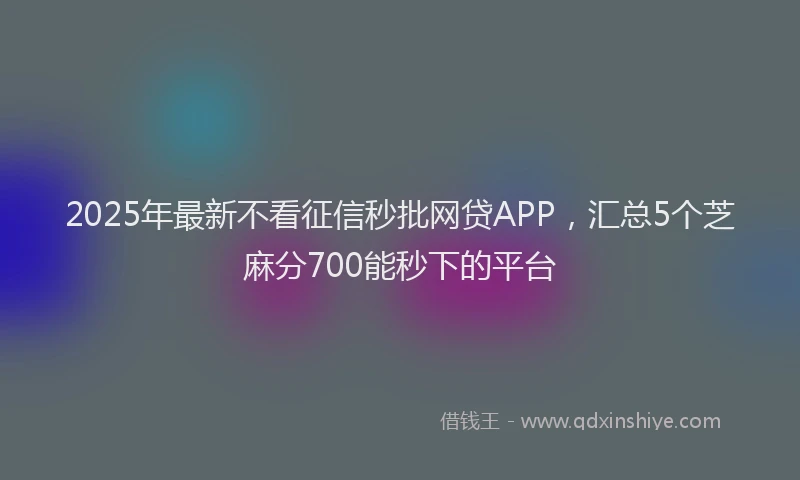 2025年最新不看征信秒批网贷APP，汇总5个芝麻分700能秒下的平台