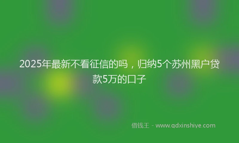 2025年最新不看征信的吗，归纳5个苏州黑户贷款5万的口子