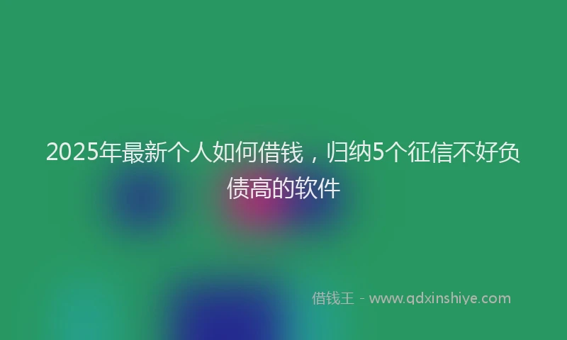 2025年最新个人如何借钱，归纳5个征信不好负债高的软件